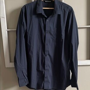 Travis Mathew Dark Navy Long Sleeve Button-Up Shirt